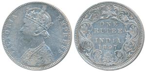 Victoria Empress, Silver Rupee, 1897, Bombay Mint, C2 / I / B incuse, (Prid 183). Very Fin