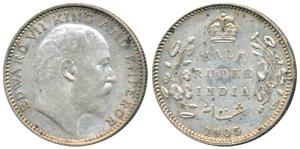Edward VII, Silver ½ Rupee, 1905, Calcutta Mint, No mint mark, (Prid 309). Very Fine+, Sca