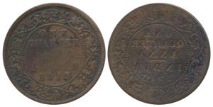 George V, Copper, ¼ Anna, 1913, reverse Brockage, nice deep and complete lakhi impression 