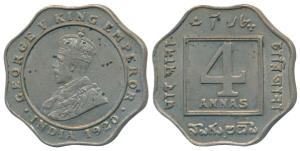 George V, Cupro-Nickel 4 Annas, 1920, Bombay Mint. Extremely Fine.