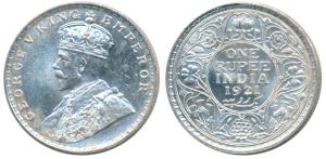 George V, Silver Rupee, 11.66g, 1921, Bombay Mint. About Uncirculated.