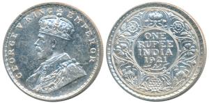 George V, Silver Rupee, 11.65g, 1921, Bombay Mint. About Uncirculated.