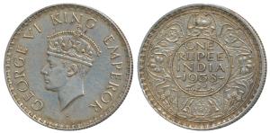 George VI, Silver Rupee, 1938, Bombay Mint, A / I, with dot (Prid 234). About Extremely Fi