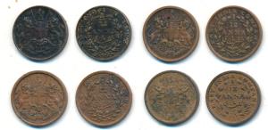 Copper 1/12 Anna, 1835, Madras mint, Bombay Mint, medal die axis & inverted die axis, 1848