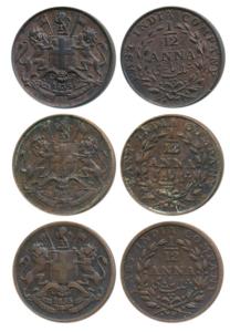 Copper 1/12 Anna, 1835, Madras mint, (Prid 161, 3 different types listed in DC as B / I, D