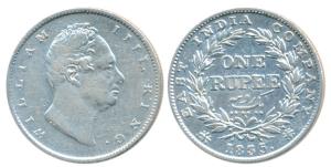 William IV, Silver Rupee, 1835, Calcutta Mint, RS incuse, C / II, Extremely thin letters a