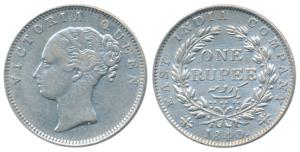 Victoria Queen, Silver Rupee, 1840, continuous legend, Madras Mint, English Head, S incuse