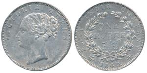 Victoria Queen, Silver Rupee, 1840, continuous legend, Madras Mint, English Head, S incuse