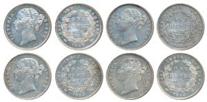 Victoria Queen, Silver Rupee, 1840 (4), divided legend, Calcutta / Bombay Mint, WW raised,