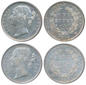 Victoria Queen, Silver Rupee, 1840 (2), divided legend, Madras Mint, W.W.S raised & W.W.B 