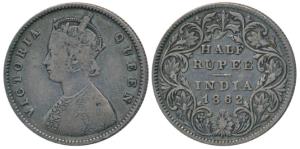 Victoria Queen, Silver ½ Rupee, 1862, Calcutta Mint, A / II, (Prid 254). About Very Fine. 