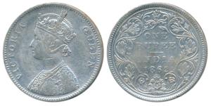 Victoria Queen, Silver Rupee, 1862, Bombay Mint, A / II / 0 / 11, (Prid 94). About Very Fi