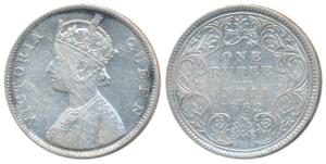 Victoria Queen, Silver Rupee, 1862, Bombay Mint, B / I / 0 / 3, (Prid 76). About Very Fine