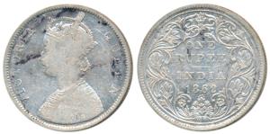 Victoria Queen, Silver Rupee, 1862, Bombay Mint, B / II / 0 / 5, Unlisted in Pridmore. Fin