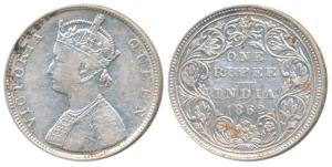 Victoria Queen, Silver Rupee, 1862, Bombay Mint, B / II / 0 / 6, Unlisted in Pridmore. Ver