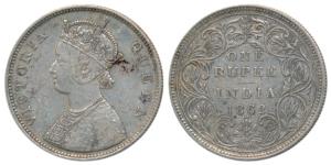 Victoria Queen, Silver Rupee, 1862, Bombay Mint, B / II / 2 / 4, Additional small 4th dot 