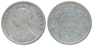 Victoria Queen, Silver Rupee, 1862, Bombay Mint, C / I / 1 / 2, (Prid 104). About Very Fin