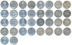 Victoria Queen, Silver Rupee, 1862, (17), An Assorted lot of different dot & no dot variet