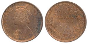 Victoria Empress, Copper ¼ Anna, 1880, Calcutta Mint, (Prid 614). Uncirculated, Rare.
