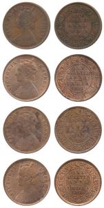 Victoria Empress, Copper ¼ Anna (4), 1890, 1891, 1892 and 1893, Calcutta Mint, (Prid 623, 