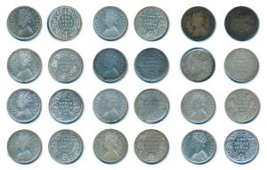 Victoria Empress, Silver 2 Annas, 1890, 1891, 1892, 1893 (2), 1894, 1895, 1896, 1897, 1898