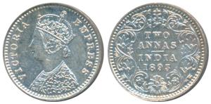 Victoria Empress, Silver 2 Annas, 1893 (2), Bombay Mint, B / II / B incuse, (Prid 548). Ex