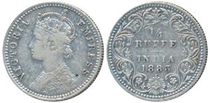Victoria Empress, Silver ¼ Rupee, 1883, Bombay Mint, C / II / dot, (Prid 415 A). Very Fine