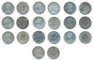Victoria Empress, Silver ¼ Rupee, 1886, 1887, 1889, 1891, 1893, 1896, 1897, 1898, 1901, C 