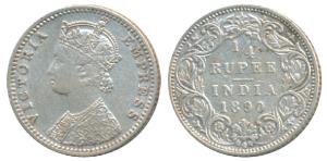 Victoria Empress, Silver ¼ Rupee, 1890, Bombay Mint, C / I / B incuse, Unlisted in Pridmor