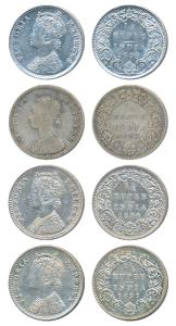 Victoria Empress, Silver ¼ Rupee, 1893, 1894, 1897, 1898 Bombay Mint, C / I / B incuse, (P