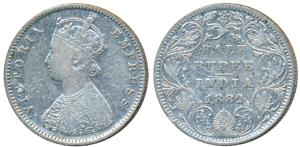 Victoria Empress, Silver ½ Rupee, 1882, Bombay Mint, A / II / dot, (Prid 291). About Very 