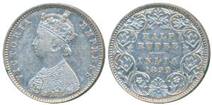Victoria Empress, Silver ½ Rupee, 1892, Bombay Mint, A / I / B incuse, (Prid 302). Very Fi