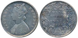 Victoria Empress, Silver ½ Rupee, 1893, Bombay Mint, A / I / B incuse, (Prid 303). Very Fi