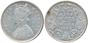 Victoria Empress, Silver ½ Rupee, 1894, Bombay Mint, A / I / B incuse, (Prid 304). Very Fi