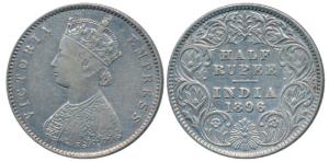 Victoria Empress, Silver ½ Rupee, 1896, Calcutta Mint, A / I / C incuse, (Prid 279). Very 