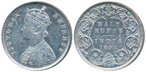 Victoria Empress, Silver ½ Rupee, 1897, Bombay Mint, A / I / B incuse, (Prid 305). Very Fi