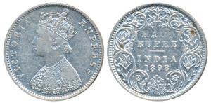 Victoria Empress, Silver ½ Rupee, 1898, Bombay Mint, A / I / B incuse, Normal ’B’, ’8’ str