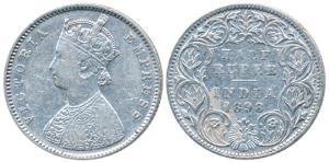 Victoria Empress, Silver ½ Rupee, 1898, Bombay Mint, A / I / B incuse, Inverted ’B’, Unlis