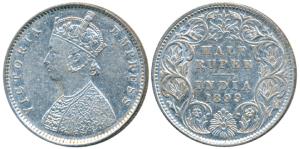 Victoria Empress, Silver ½ Rupee, 1899, Bombay Mint, A / I / B incuse, Inverted ’B’, (Prid