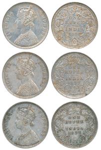Victoria Empress, Silver Rupee, 1877 (3), Calcutta Mint, A1 / I / No mint mark, (Prid 115)