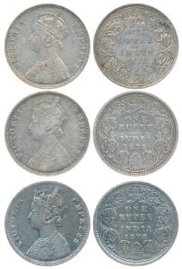 Victoria Empress, Silver Rupee, 1878 (3), Calcutta Mint, A1 / I / No mint mark, (Prid 116)