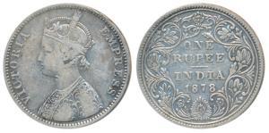 Victoria Empress, Silver Rupee, 1878, Bombay Mint, A3 / II / No mint mark, Unlisted in Pri