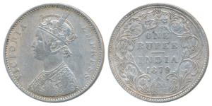Victoria Empress, Silver Rupee, 1879, Bombay Mint, A3 / II / No mint mark, Unlisted in Pri