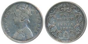 Victoria Empress, Silver Rupee, 1881, Bombay Mint, A3 / I / dot, (Prid 158). Very Fine, Ra