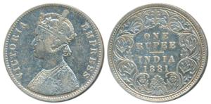 Victoria Empress, Silver Rupee, 1881, Calcutta Mint, A1 / I / C incuse, (Prid 119). About 