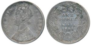 Victoria Empress, Silver Rupee, 1884, Bombay Mint, Mule, A1 / I / B raised, Unlisted in Pr