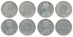 Victoria Empress, Silver Rupee, 1885 (4), Calcutta Mint, A1 / I / C incuse; Bombay Mint, A
