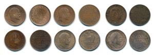 Edward VII, Bronze ¼ Anna, 1906, Calcutta Mint, (Prid 651); 1907 (2), Calcutta Mint, (Prid