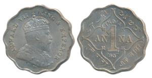 Edward VII, Cupro-Nickel Anna, 1907, Bombay Mint, B incuse, (Prid 926). Extremely Fine.