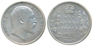 Edward VII, Silver Rupee, 1903, Calcutta Mint, Urdu error with 4 dots on the left instead 